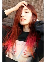 ランプヘアー(LAMP HAIR)&nbsp;グラデーション艶カラー大人ロングストレートハイトーン前髪なし