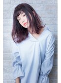 外ハネミディアムシースルーカラーダークグレージュ透け感レトロ