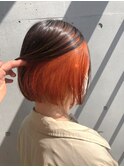 ブリーチインナーカラーオレンジカラー前髪カットトリートメント