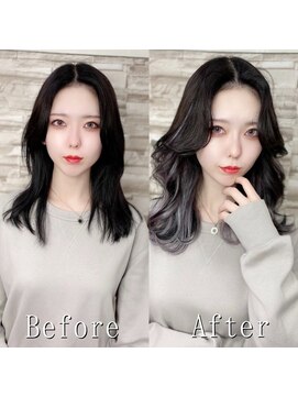 エクステ専門店あるじゃんすー 宇都宮店 パープル×グレー#シールエクステ#韓国#美髪#くびれヘア#宇都宮