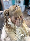 お団子編み下ろしツイン