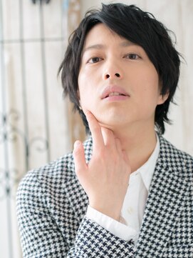 モッズヘア メン 仙台愛子駅前店(mod's hair men) アッシュブラック無造作シャドウパーマ七三ショートb仙台愛子