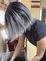 ブレイズヘアー(BLAZEhair) 【透明感ハイトーン】ホワイトバレイヤージュ×ブリーチ2回