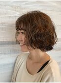 ウェーブ/大人可愛い/ボブ/デジタルパーマ/20代30代40代