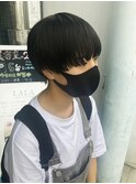 マッシュショート&シースルーバング&ブルーブラック