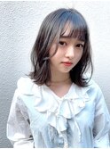 ミディアムレイヤーカット/前髪ストレート/前髪カット/顔まわり