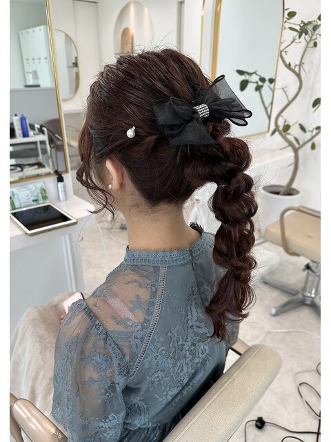 編み下ろしポニー★結婚式アレンジ★ヘアセット