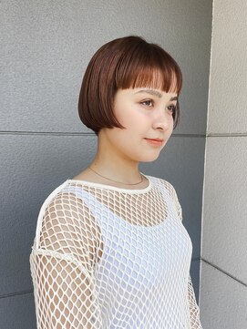 ヘアーアイストゥーレ(HAIR ICI TRE) ブリーチなしオレンジブラウン マッシュボブショート 担当熊倉