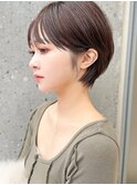 小顔ヘアふんわりショート簡単スタイリングブリーチなしカラー