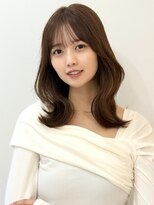 くびレイヤーマロンブラウン小顔シースルーバング大人ガーリー
