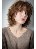 乾かすだけ抜け感ウェーブミディアムボブパーマw大宮30代40代