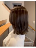 小顔レイヤーボブナチュラルブラウン大人かわいい20代30代40代