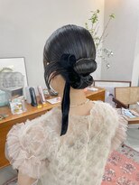 ヘアー アイス カンナ(HAIR ICI Canna) お呼ばれヘア/結婚式アレンジ/ベロアリボン/シニヨン【ノグチ】