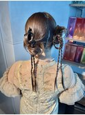 【ツインアレンジ】結婚式銀座お団子カチモリタイトヘアセット