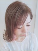 外ハネボブ×ピンクインナーカラー