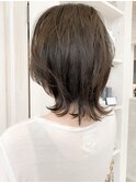 福山市イルミナカラー人気グレージュcaary外ハネウルフ