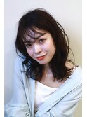 韓国風前髪×鎖骨ミディアムくびれヘア