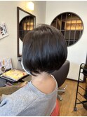 ナチュラルヘアー/ニュアンス前下がりショートボブ