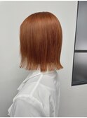 ブリーチあり×オレンジ×切りっぱなしロブ