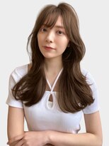 似合わせカットシースルーバングこなれミディダークアッシュ