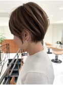 ハイライトバレイヤージュダブルカラーショートカット30代40代
