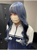 13211艶髪ネイビーブルーブルーシルバーレイヤートブルーカラー