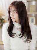 グレージュアッシュ艶髪ストレート小顔ロングa川口20代30代40代