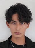 【大人の波巻きツイストスパイラルパーマ、かきあげマッシュ】