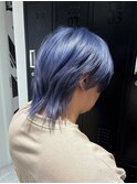 ウルフカット&コバルトブルーカラー