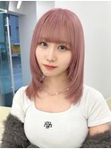 17666シャギーウルフミディアムレイヤーボルドーエンドカラー