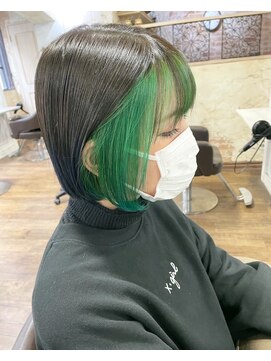 ヘア ラボ ニコ 藤沢店(hair Labo nico...) インナーグリーンカラー