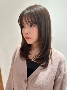 マイラ 銀座(myla) 美髪3040エアリーロングレイヤー切りっぱなしボブピンクブラウン