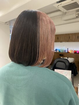 ネイロ 錦糸町(NeiRo) ツートンカラー2色ボブグレージュカラーシルバーピンクカラー