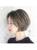 ショート ショートカット バレイヤージュ ハイライト