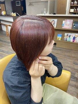 フレームヘア frame hair オレンジ×レッド