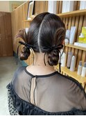 お呼ばれヘアセット×ツインお団子