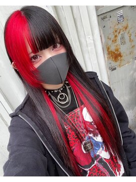 セレーネ ヘアー(Selene hair) ツートンカラー　ブラックカラー　赤髪　デザインカラー