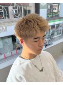 ダークアッシュニュアンスパーマ韓国マッシュベリーショート