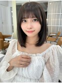 大人可愛いミディアムレイヤー/オリーブグレージュ/小顔カット