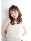 くびレイヤーエモージュ前髪モテベージュレイヤーミディ/高円寺