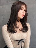 【前川薫子】ふんわりレイヤー ダークブラウンシースルーバング