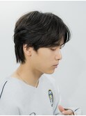 刈り上げなしセンターパート毛流れニュアンスパーマ