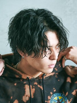 センターパート/波巻きパーマ/スパイラルパーマ/men's