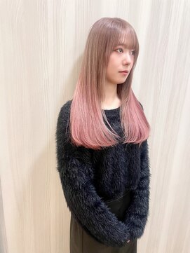 エクラヘア(ECLAT HAIR) ミルクティー×グラデーションピンク