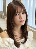 暗めカラー/韓国風巻き/レイヤーカット/髪質改善/縮毛矯正/池袋