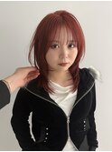 レッドオレンジ ワインレッド サーモンピンク ハッシュカット