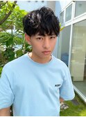 無造作クセ毛風パーマメンズマッシュショート