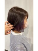 内巻き切りっぱなしボブ、インナーカラーパープル