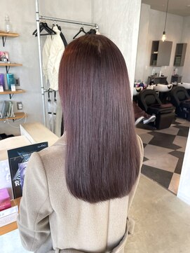 シェル 津山の手店(shel) 大人可愛いピンクカラー透明感抜群ストレートロング