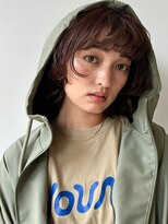 デジタルパーマ　イメチェン　チェリーブラウン　お洒落ヘア